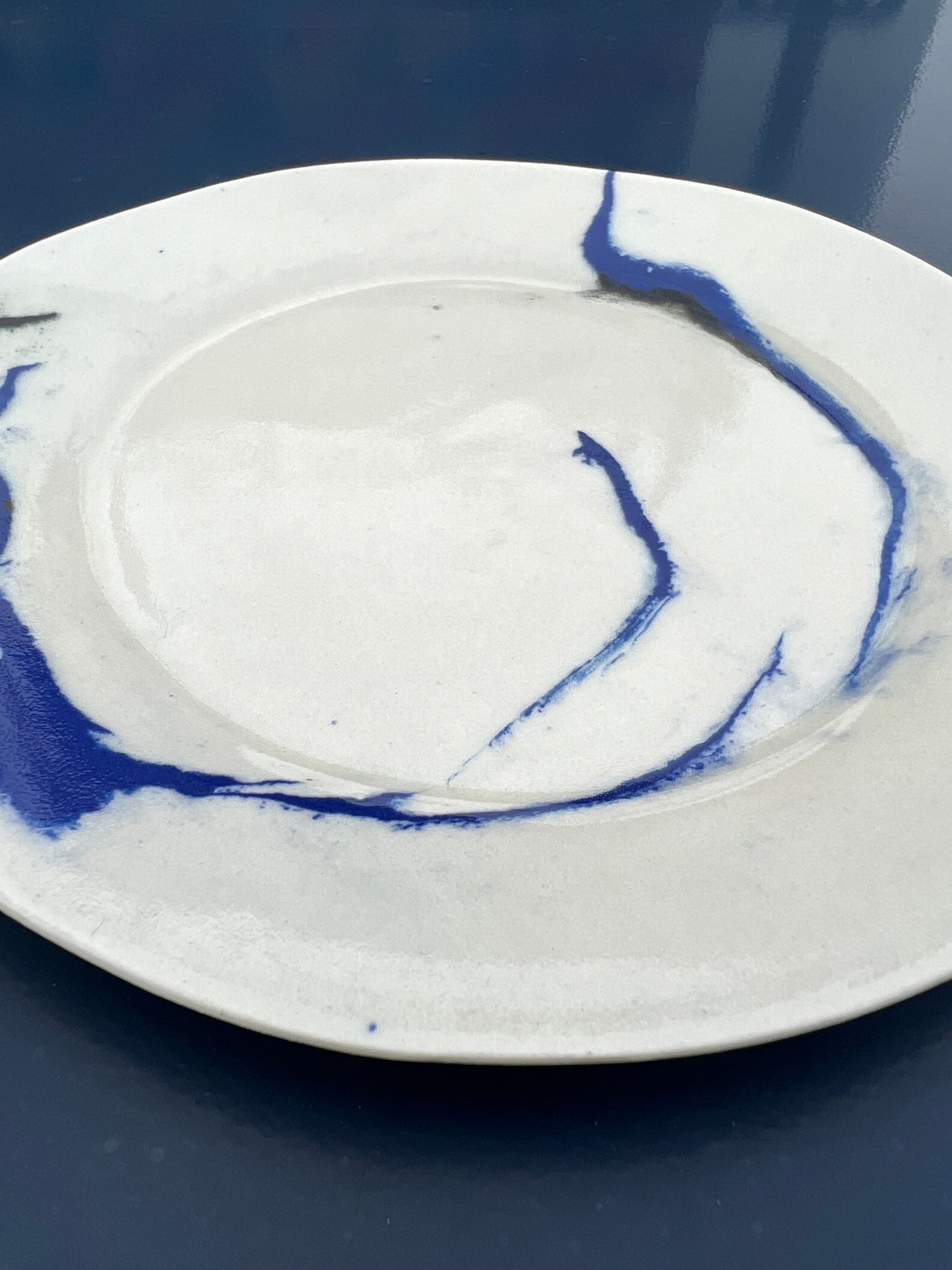 marble blue and black plate