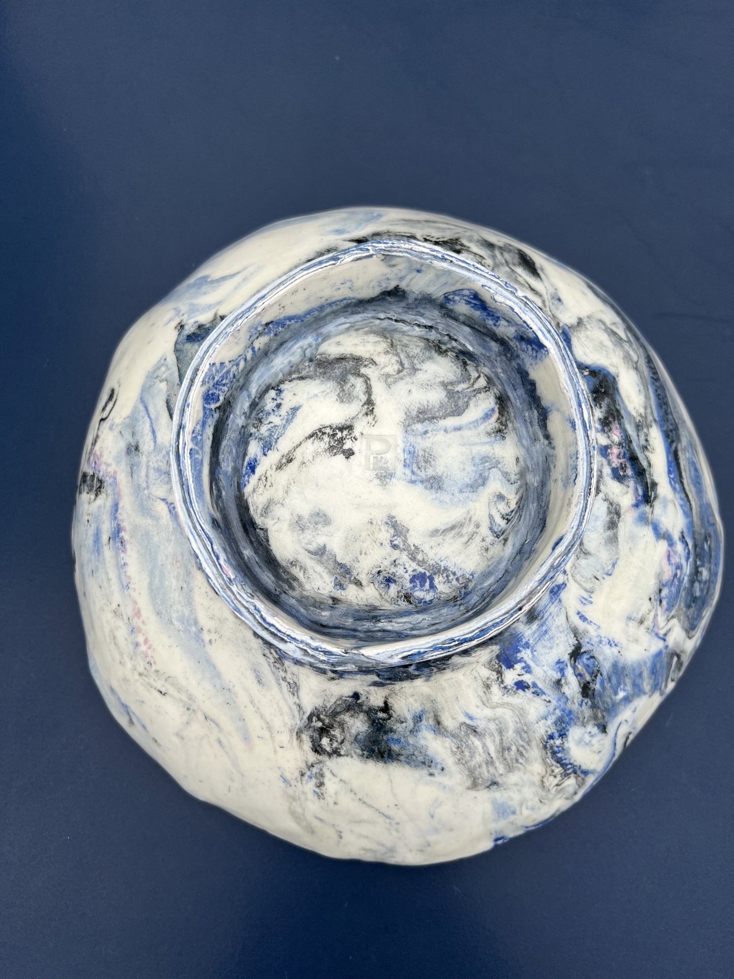 large marble blue and black bowl