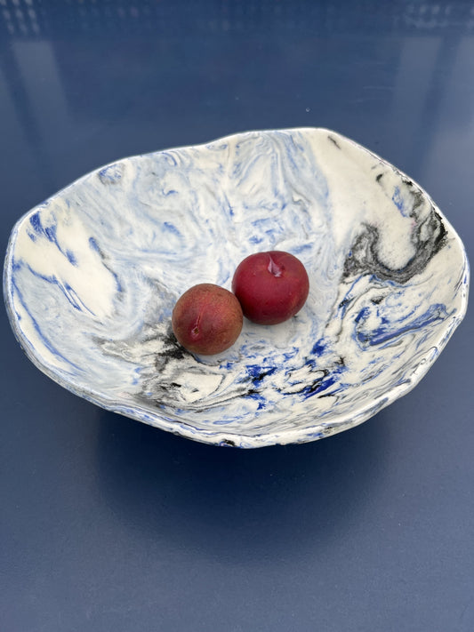 large marble blue and black bowl